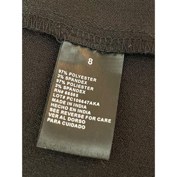 Perceptions New York Black Shift Dress with Keyhole Front and Bell Sleeves Sz 8 - Picture 6 of 7